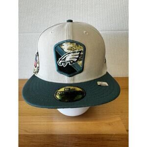 Philadelphia Eagles New Era 59Fifty Salute To Service Fitted Cap Hat Size 8 camo